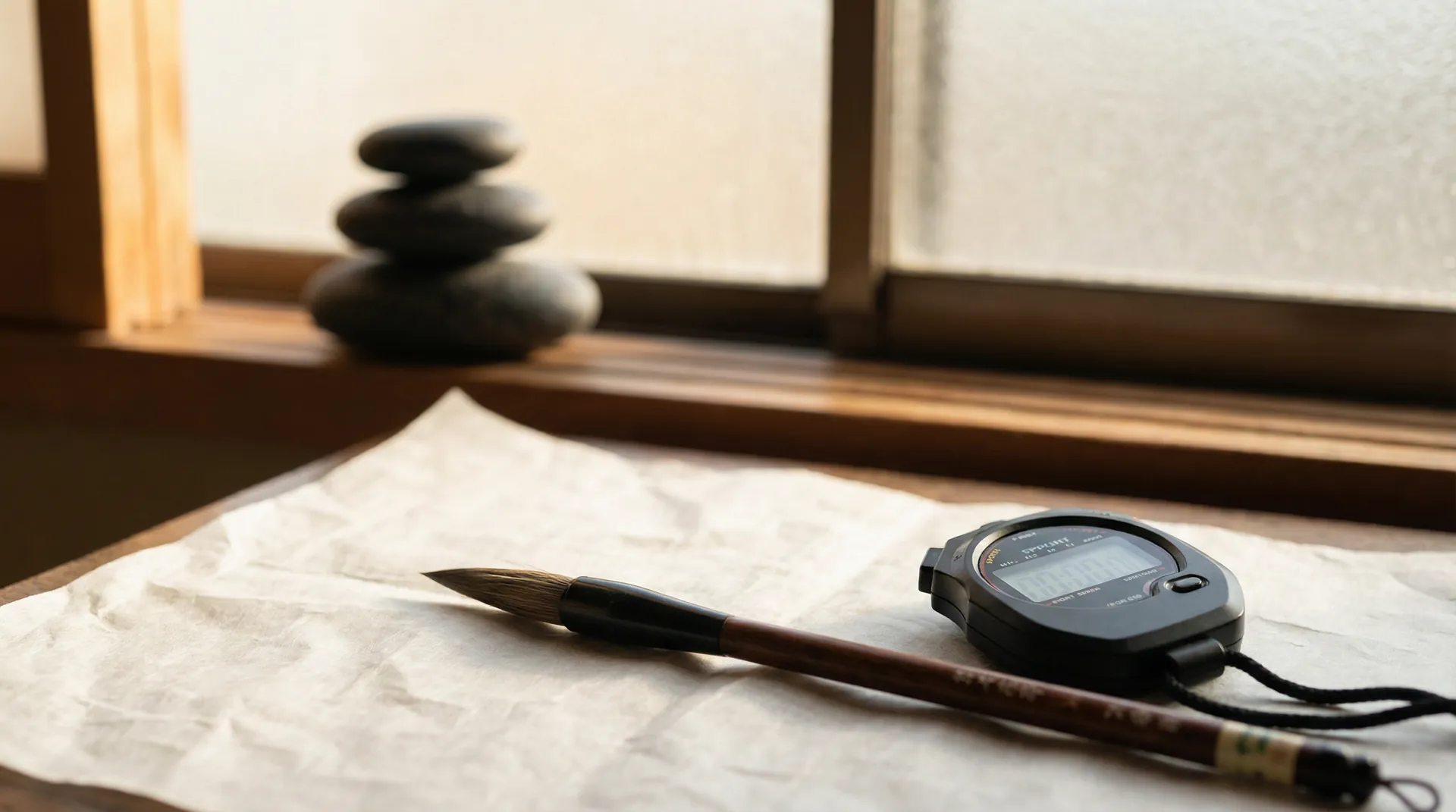 亚博体育 关于我们 毛笔与秒表禅意静物